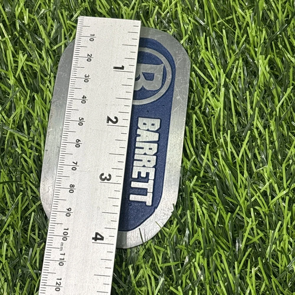 Vintage Barrett Trailers Belt‎ Buckle Silver Tone Blue Enamel Logo